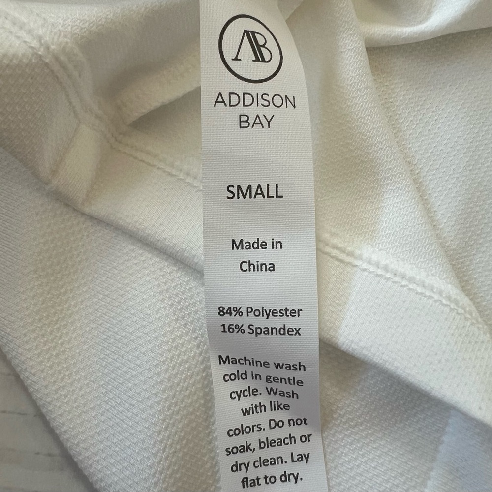Addison Bay Courtside Polo Shirt White Blue Stripe Golf Tennis Small NWT - Picture 10 of 13